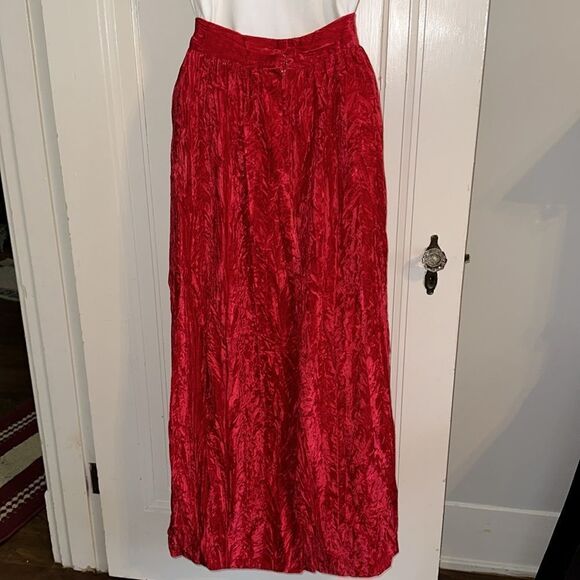 Vintage homemade/handmade crushed red velvet straight maxi skirt - Picture 4 of 8